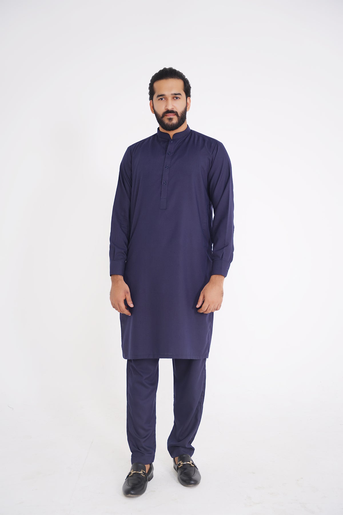 Stitched All Season Blended Ban Suit - Navyblue