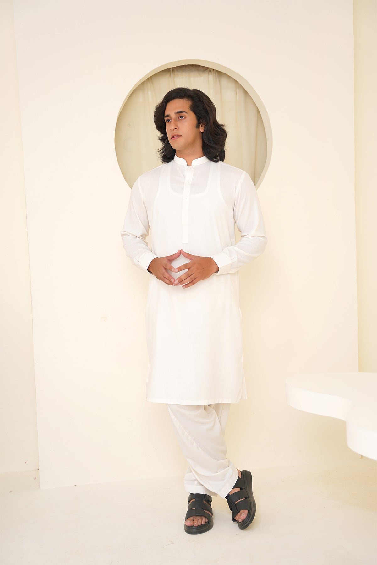 Stitched All Season Blended Ban Suit - Solid White