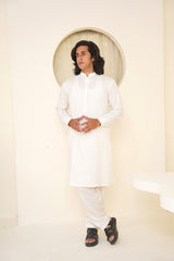 Stitched All Season Blended Ban Suit - Solid White