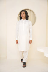 Stitched All Season Blended Ban Suit - Solid White