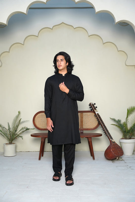 Stitched All Season Blended Ban Suit - Solid Black