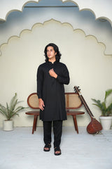 Stitched All Season Blended Ban Suit - Solid Black