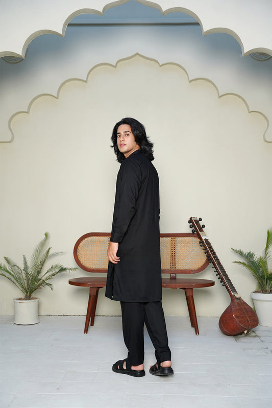 Stitched All Season Blended Ban Suit - Solid Black