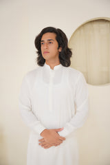 Stitched All Season Blended Ban Suit - Solid White